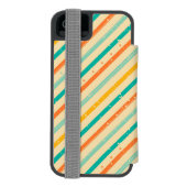 Gestreiftes Muster des Retro Schmutzes Incipio iPhone Geldbeutel-Hülle (Folio Rückseite)