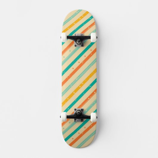 Gestreiftes Muster des Retro Schmutzes Skateboard (Vorderseite)