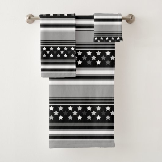 Gestreiftes Muster horizontal mit Sternen Badhandtuch Set (Insitu)