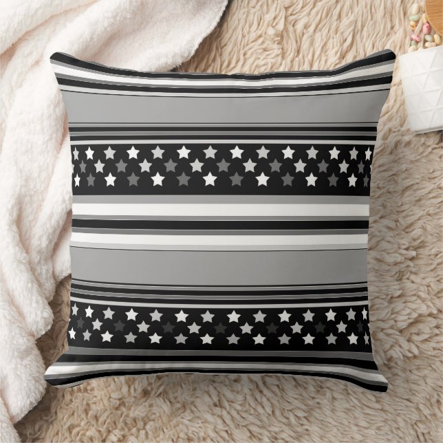 Gestreiftes Muster horizontal mit Sternen Kissen (Decke)
