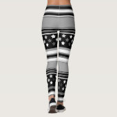 Gestreiftes Muster horizontal mit Sternen Leggings (Rückseite)