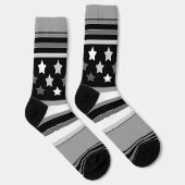 Gestreiftes Muster horizontal mit Sternen Socken (Rechts)