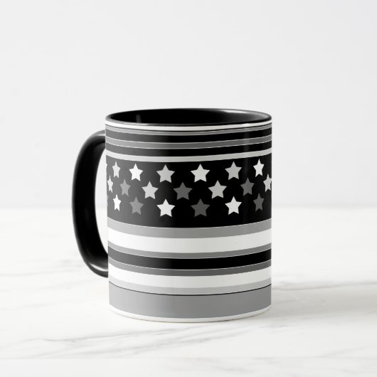 Gestreiftes Muster horizontal mit Sternen Tasse (Vorderseite Links)