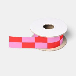 Gestreiftes Muster in preppy Rosa und Rot Satinband