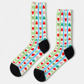 Gestreiftes Muster mit Herzen zum Valentinstag Socken (Linkes Detail)