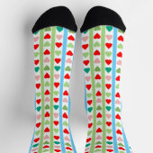 Gestreiftes Muster mit Herzen zum Valentinstag Socken (Oben)