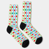 Gestreiftes Muster mit Herzen zum Valentinstag Socken (Rechts)