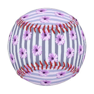 gestreiftes Muster mit lila Gänseblümchen Baseball
