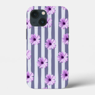 gestreiftes Muster mit lila Gänseblümchen Case-Mate iPhone Hülle