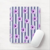 Gestreiftes Muster mit lila Gänseblümchen Mousepad (Mit Mouse)