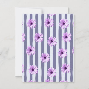 gestreiftes Muster mit lila Gänseblümchen Postkarte