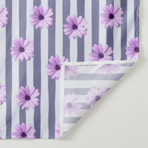 gestreiftes Muster mit lila Gänseblümchen Wandteppich
