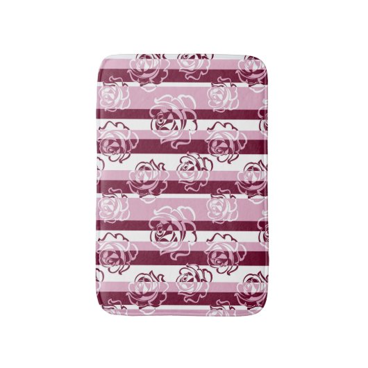 Gestreiftes Muster mit Rosen Badematte (Vorderseite Vertikal)