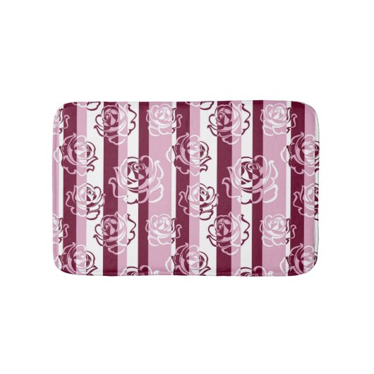 Gestreiftes Muster mit Rosen Badematte (Vorderseite)