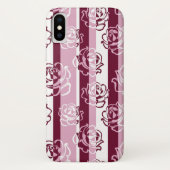 Gestreiftes Muster mit Rosen Case-Mate iPhone Hülle (Rückseite)