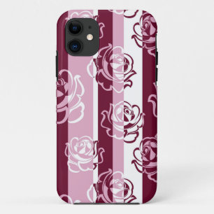 Gestreiftes Muster mit Rosen Case-Mate iPhone Hülle