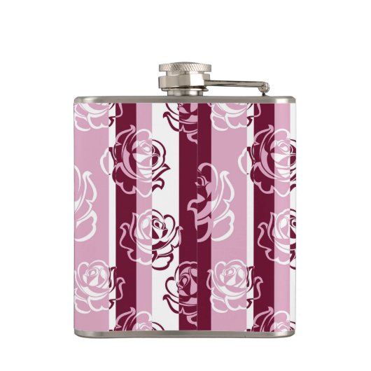 Gestreiftes Muster mit Rosen Flachmann (Rückseite)