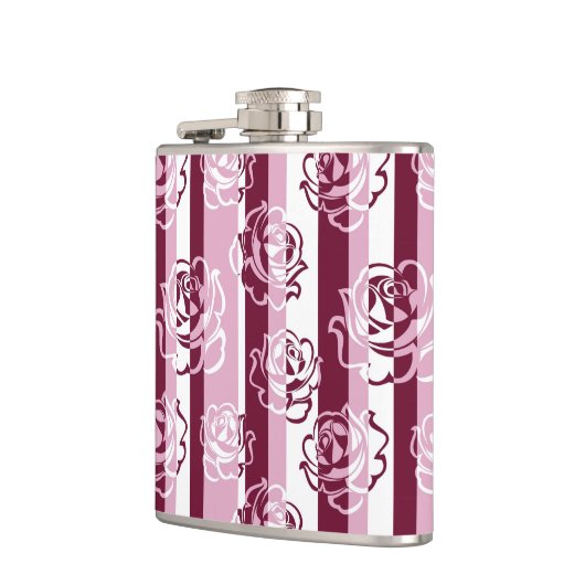 Gestreiftes Muster mit Rosen Flachmann (Links)