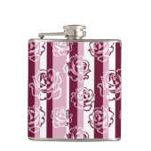 Gestreiftes Muster mit Rosen Flachmann (Vorderseite)