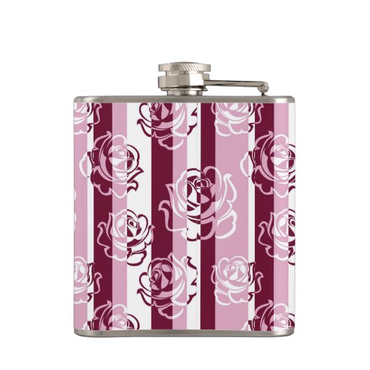 Gestreiftes Muster mit Rosen Flachmann (Rückseite)