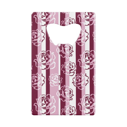 Gestreiftes Muster mit Rosen Geldkarten Flaschenöffner (Vorderseite)