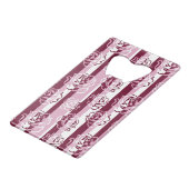 Gestreiftes Muster mit Rosen Geldkarten Flaschenöffner (Vorderseite Schrägansicht)