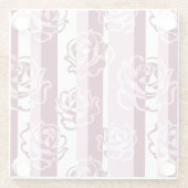 Gestreiftes Muster mit Rosen Glasuntersetzer (Rückseite)