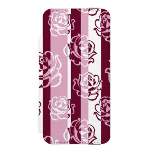Gestreiftes Muster mit Rosen Incipio Watson™ iPhone 5 Geldbörsen Hülle
