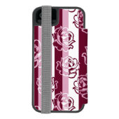 Gestreiftes Muster mit Rosen Incipio iPhone Geldbeutel-Hülle (Folio Rückseite)