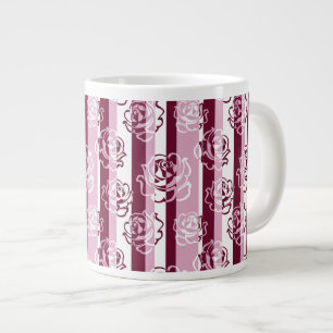 Gestreiftes Muster mit Rosen Jumbo-Tasse