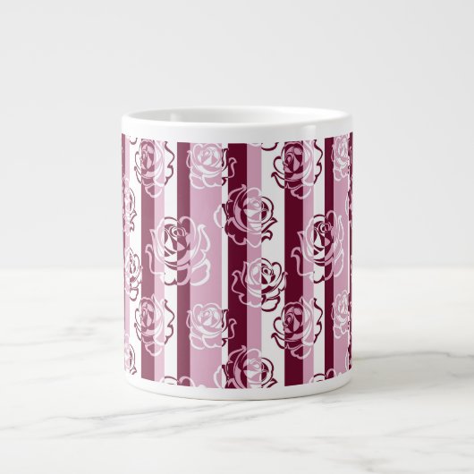 Gestreiftes Muster mit Rosen Jumbo-Tasse (Vorderseite)