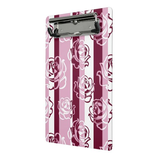 Gestreiftes Muster mit Rosen Mini Klemmbrett (Gewinkelt2)