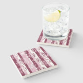 Gestreiftes Muster mit Rosen Steinuntersetzer (Seitenansicht)