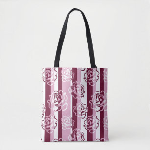 Gestreiftes Muster mit Rosen Tasche