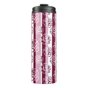 Gestreiftes Muster mit Rosen Thermosbecher