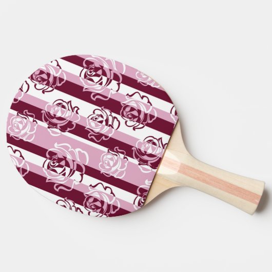 Gestreiftes Muster mit Rosen Tischtennis Schläger (Seitenansicht)