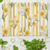 Gestreiftes Narzissen-Blumenmuster Geschirrtuch (Gefaltet)