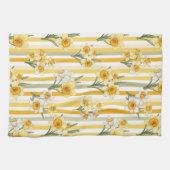 Gestreiftes Narzissen-Blumenmuster Geschirrtuch (Horizontal)