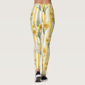Gestreiftes Narzissen-Blumenmuster Leggings (Rückseite)