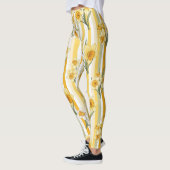 Gestreiftes Narzissen-Blumenmuster Leggings (Links)