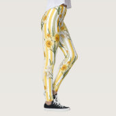 Gestreiftes Narzissen-Blumenmuster Leggings (Rechts)