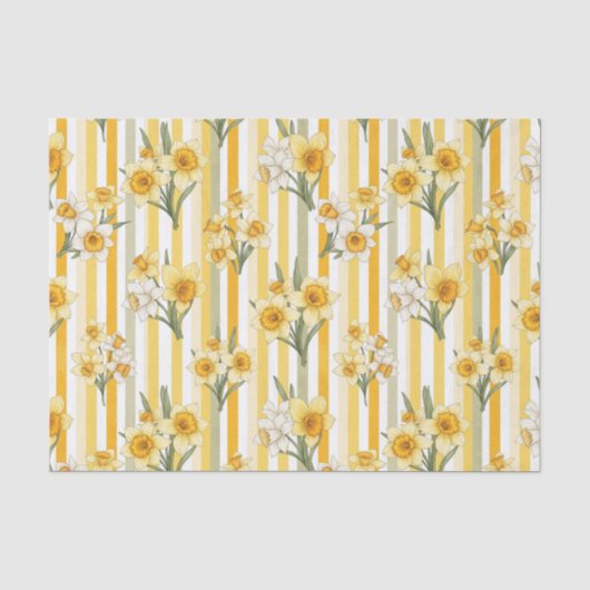 Gestreiftes Narzissen-Blumenmuster Seidenpapier (Vorderseite)