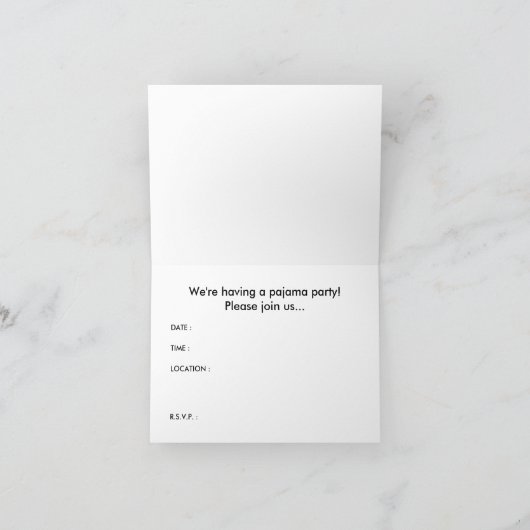 gestreiftes Pajama-Party Einladung (Innenseite)