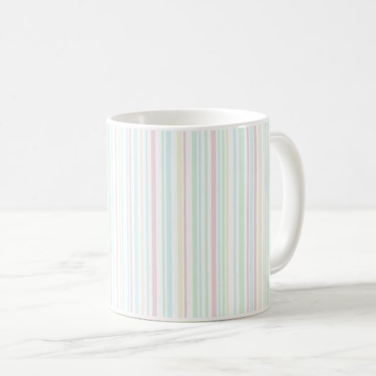 Gestreiftes PastellBar-Code-Rosa-blaues tadelloses Kaffeetasse (VorderseiteRechts)