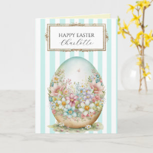 Gestreiftes personalisiertes dekoratives Osterei K Karte