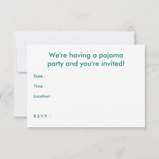 gestreiftes Pyjama-Party Einladung (Rückseite)