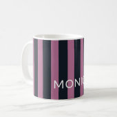 gestreiftes Rosa | individuelle Name Kaffeetasse (Vorderseite Links)