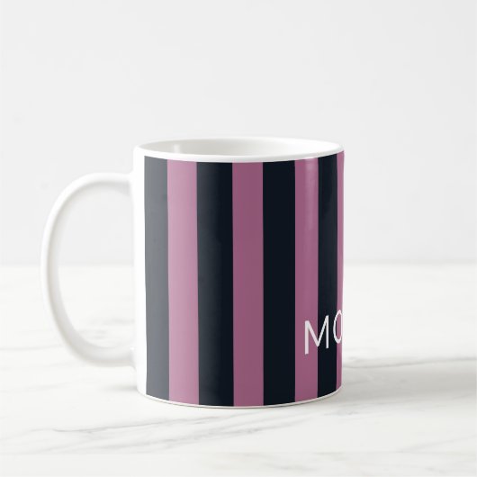 gestreiftes Rosa | individuelle Name Kaffeetasse (Links)