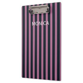 gestreiftes Rosa | individuelle Name Klemmbrett (Links)