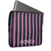 gestreiftes Rosa | individuelle Name Laptopschutzhülle (Vorne Rechts)